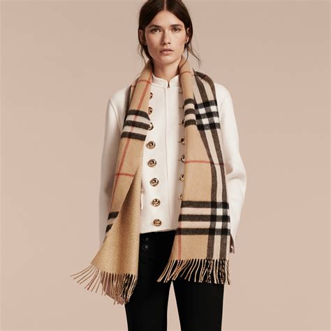 burberry camel cashmere scarf saks|Burberry scarves for women.